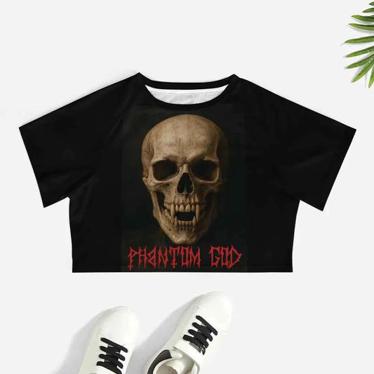 Phantom God Fanged Skull Gothic Horror Crop Top