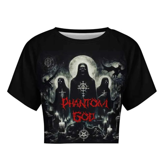 Phantom God Moonlit Graves Gothic Horror Crop Top