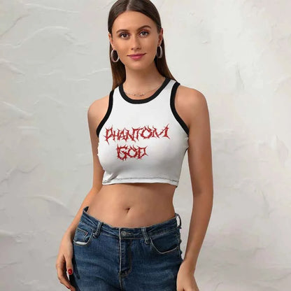 Phantom God Logo Racer Crop Top - Sleeveless Tank
