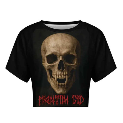 Phantom God Fanged Skull Gothic Horror Crop Top