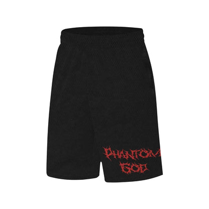 Phantom God Logo Basketball Shorts in Gothic Horror Style