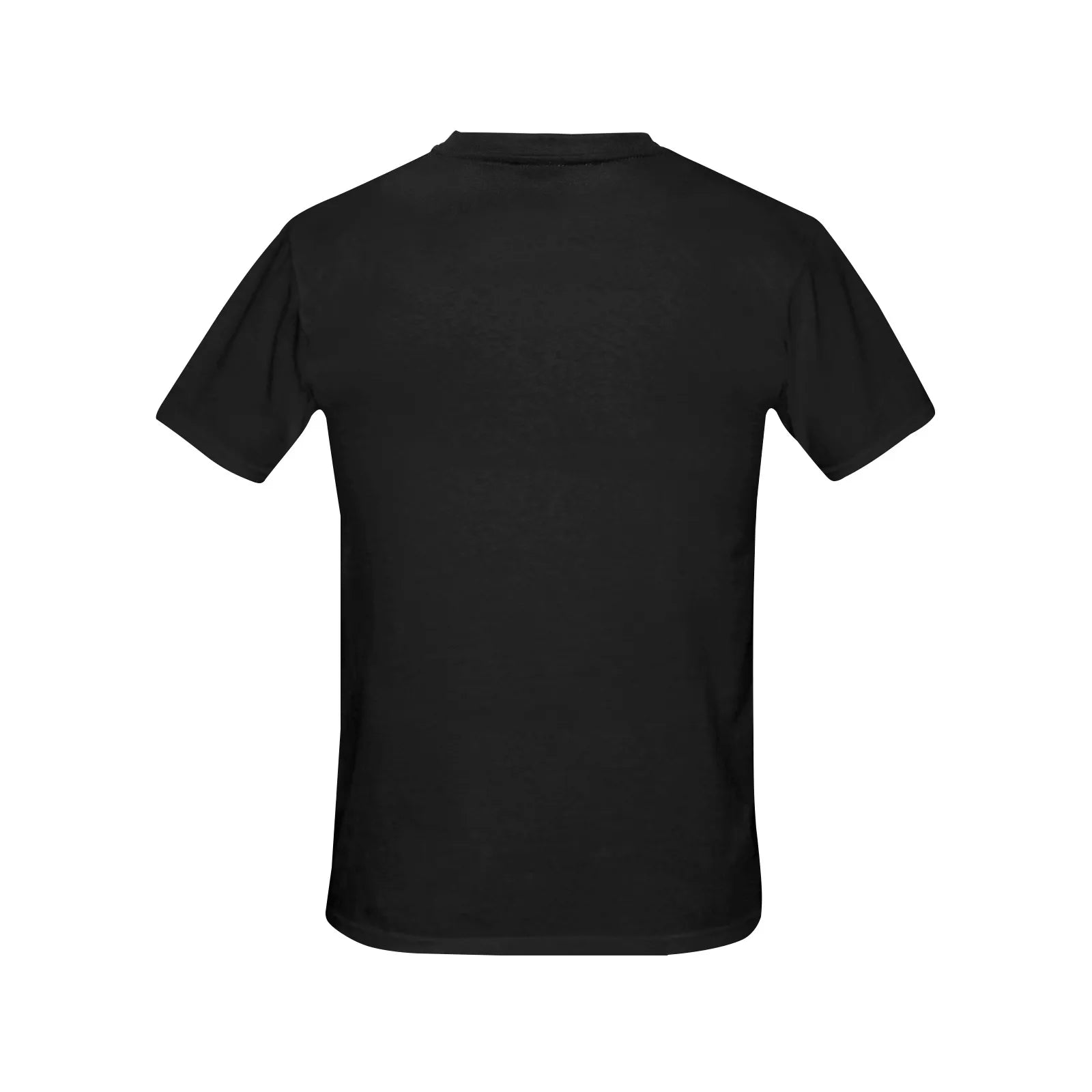 Back view of black PHANTOM GOD LOGO T-SHIRT GOTHIC BLACK TEE with short sleeves and crew neck