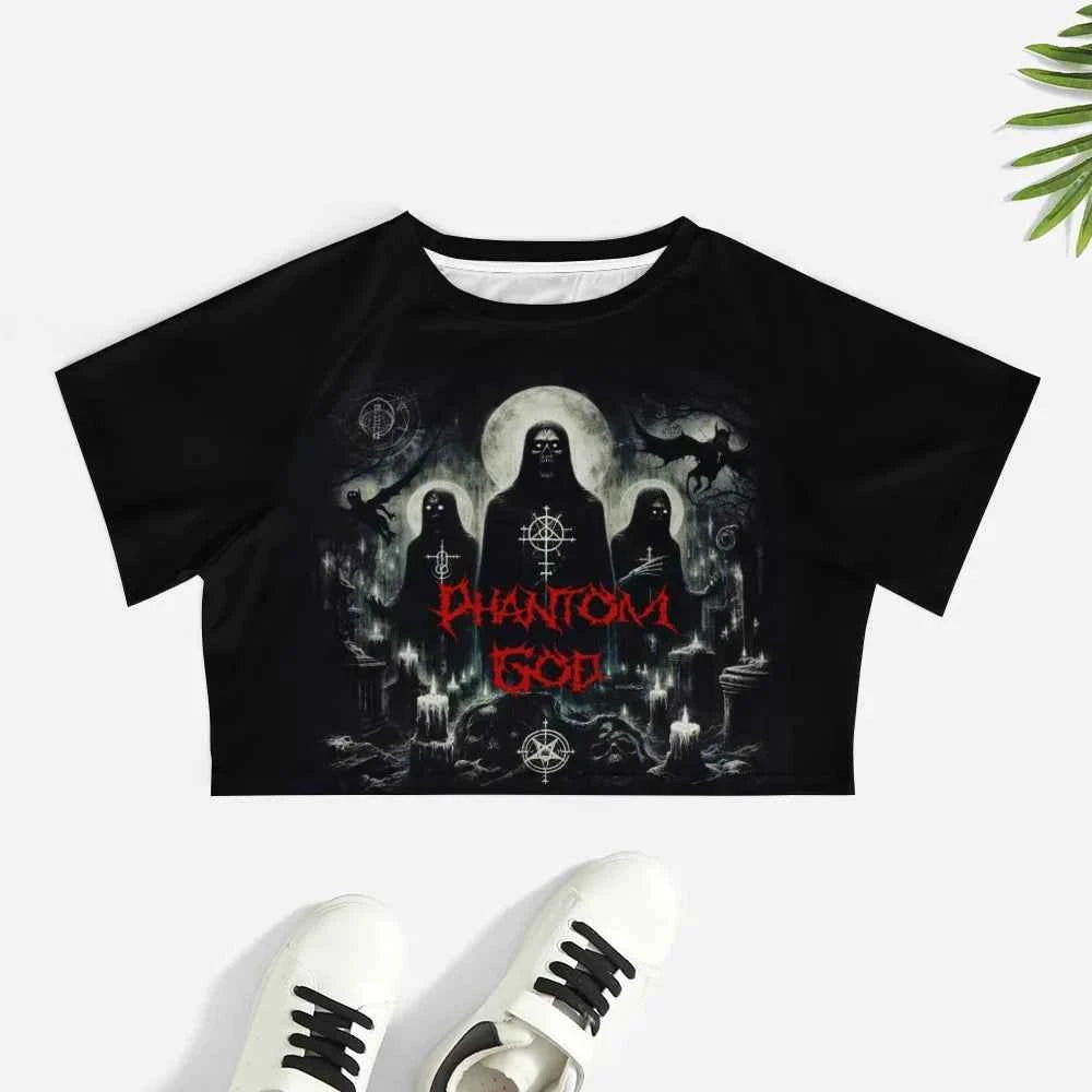 Phantom God Moonlit Graves Gothic Horror Crop Top