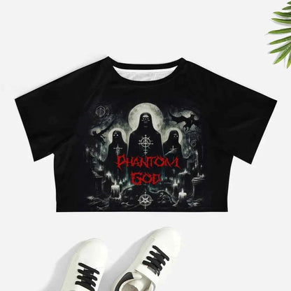 Phantom God Moonlit Graves Gothic Horror Crop Top