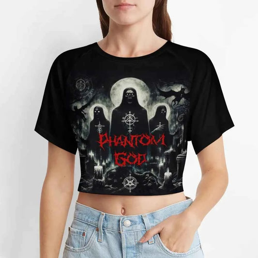 Phantom God Moonlit Graves Gothic Horror Crop Top