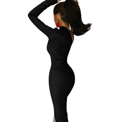 Phantom God Fanged Skull Half Sleeve Slit Dress